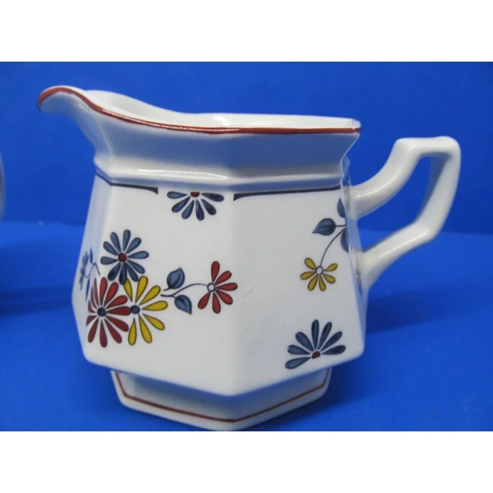 Adams Ironstone Vermont Covered Sugar Dish And Creamer Excellent Cond